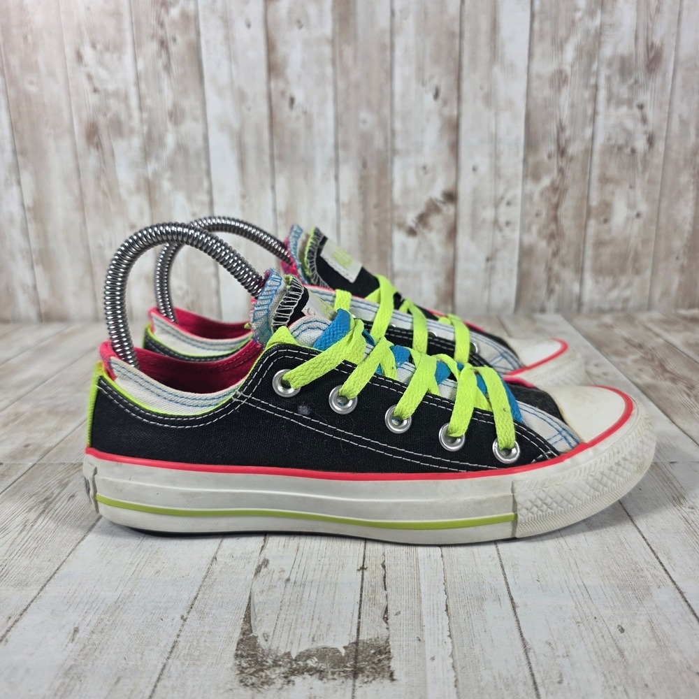 Converse Chuck Taylor All Star Double Tongue Neon Black Pink Green Womens 6‎